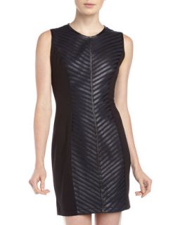 Leather Front Ponte Dress, Eclipse