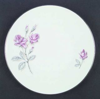 Quality Crafts Promise Dinner Plate, Fine China Dinnerware   Pink Roses, Gray An