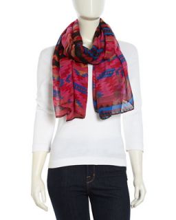 Tribal Print Voile Scarf, Pink/Multi