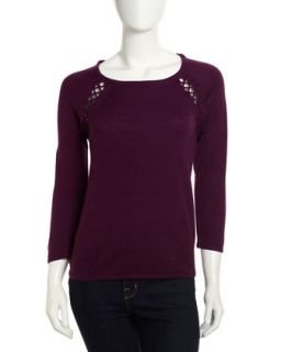 Lace Seam Sweater, Mulberry