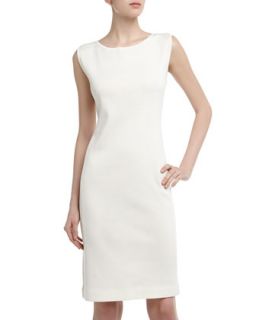 Sleeveless Vertical Detail Sheath Dress, New Ivory