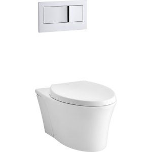 Kohler K 6303 0 Veil One piece elongated dual flush wall hung toilet
