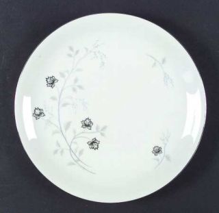 Arlen Platina Dinner Plate, Fine China Dinnerware   Platinum Flowers,Smooth Edge