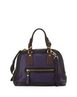 Kendall Tonal Leather Satchel Bag, Purple Multi