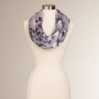 Gray and Pink Floral Infinity Scarf   World Market