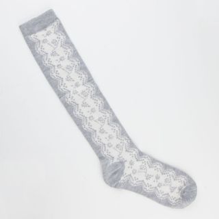Jacquard Lace Womens Knee High Socks Grey One Size For Women 233906115