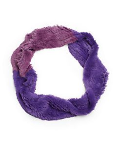 Colorblock Rabbit Fur Infinity Scarf   Purple