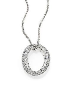 John Hardy Pave White Sapphire & Sterling Silver Hoop Pendant Necklace   Silver