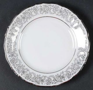 Towne Tuxedo Bread & Butter Plate, Fine China Dinnerware   Small Silver Flowers