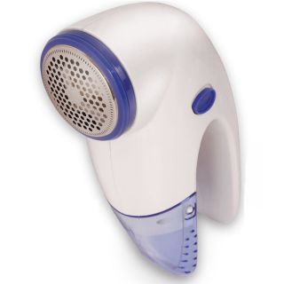 Meridian Point Battery Operated Lint Shaver (White/blueShaver trims only the top fuzzDetachable bin Dimensions 7.7 inches high x 3 inches wide x 7.3 inches long )
