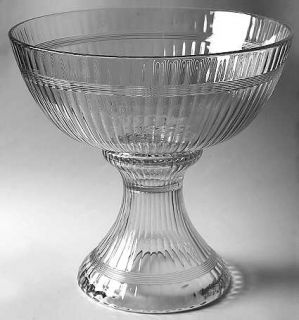 Heisey Banded Flute Clear Punch Bowl with Stand   Stem #150, Bands On Fluted Pan