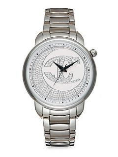 Crystal & Stainless Steel Bracelet Logo Watch   Silver
