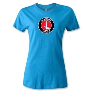 hidden Charlton Athletic Crest Womens T Shirt (Turquoise)