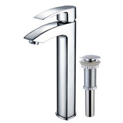 Kraus Visio Bathroom Vessel Sink Faucet With Chrome Pop up Drain