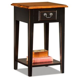 Hardwood 15 Inch Chairside End Table in Black and Oak   9041 SL