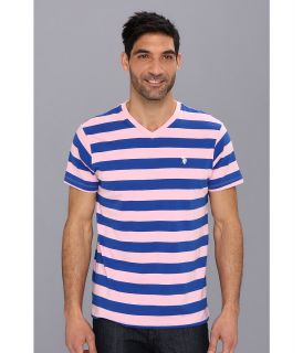 U.S. Polo Assn Medium Stripe V Neck T Shirt Mens T Shirt (Blue)