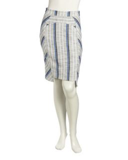 Springs Notched Tweed Skirt, Flax Multi