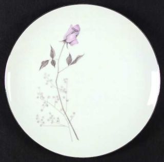 Mikasa Gwen Dinner Plate, Fine China Dinnerware   Pink Rosebud,Gray Stem,Coupe,P
