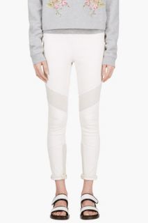 Iro White Leather And Suede Banded Zaina Leggings