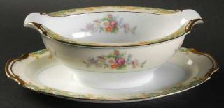 Noritake Jacquin Gravy Boat with Attached Underplate, Fine China Dinnerware   Gr