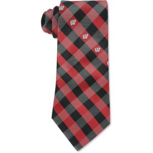Wisconsin Badgers Eagles Wings Polyester Checked Tie