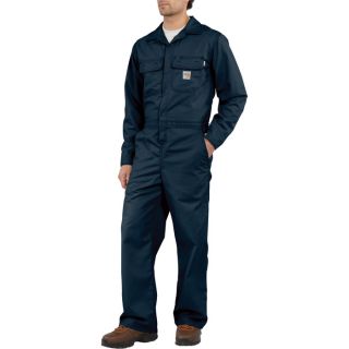 Carhartt Flame Resistant Twill Unlined Coverall   Dark Navy, 46 Inch Waist,