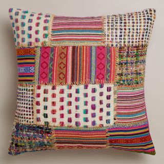 Multicolor Patchwork Whipstitch Throw Pillow   World Market