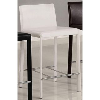 Euro Design White Bicast Leather Counter Stools (set Of 2)