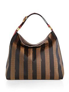 Fendi Pequin Leather Hobo   Terra Cotta