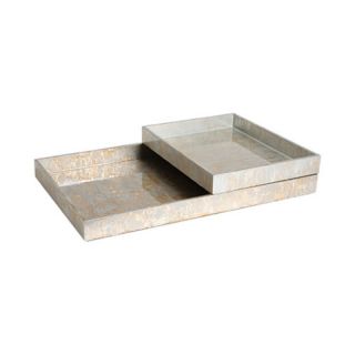 Champagne Silver Leaf Rectangle Tray   7.20056, 18 x 14 x 2.25 in.