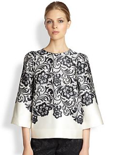 Dolce & Gabbana Lace Print Duchess Satin Shirt   Print White