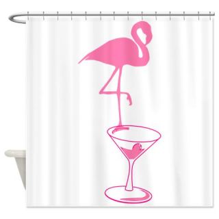  Pink Flamingo Party Time Martini Shower Curtain  Use code FREECART at Checkout