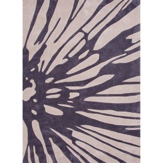Hand tufted Contemporary Floral Purple Rug (5 X 76)