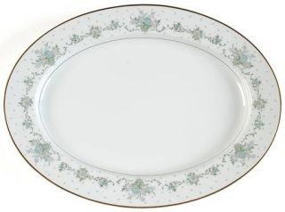 Noritake Allston 13 Oval Serving Platter, Fine China Dinnerware   Green Baskets
