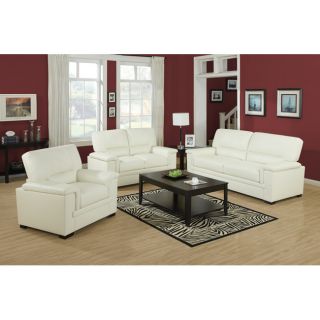 Ivory Bonded Leather Love Seat