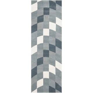 Handmade New Zealand Wool Matrix Grey Rug (26 X 8)
