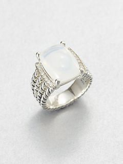 David Yurman Diamond, Moon Quartz and Sterling Silver Ring   Silver White