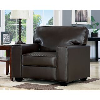 Dark Brown Faux Leather Accent Chair