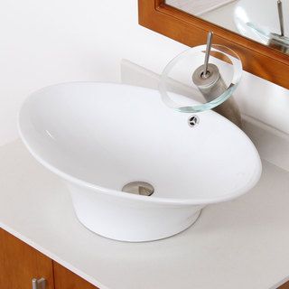 Elite 4110f22tbn High Temperature Grade A Ceramic Bathroom Sink Waterfall Faucet Combo (White Interior/Exterior Both Dimensions 24 inches long x 15.75 inches wide x 6.75 inches high Faucet settings Tall Vessel Style Faucet Type Bathroom Sink Material