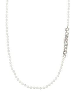 Pave Link Long Pearly Necklace