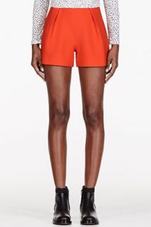 Mother Of Pearl Orange Virgin Wool Twill Nyos Shorts