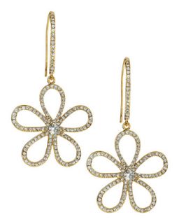 CZ Pave Flower Earrings, Gold