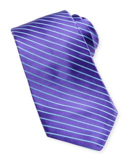Slim Stripe Silk Tie, Purple