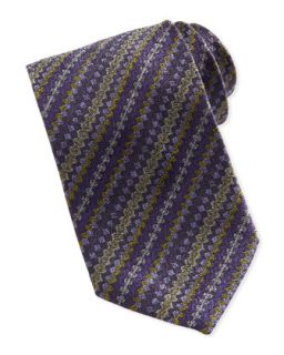 Diamond Print Silk Tie, Purple/Gold