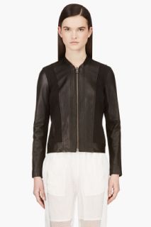 Helmut Lang Black Leather Strip Jacket