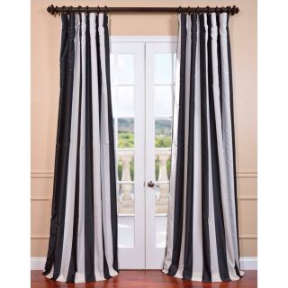 Ultra Lux Blackout Dark Charcoal Taffeta Stripe Curtain Panel