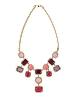 Pave Set Mixed Stone Bib Necklace, Pink/Multi