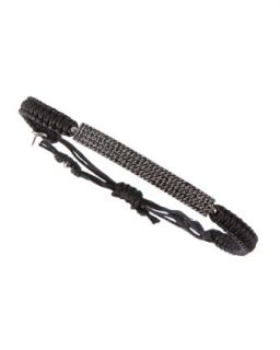Pav� Jet Crystal Bar Metallic Cord Bracelet, Black