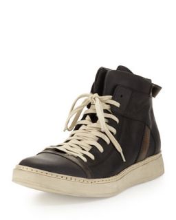Mac Calfskin Lace Up Sneaker, Black/White