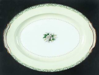 Noritake Mystery #14 16 Oval Serving Platter, Fine China Dinnerware   White Ros
